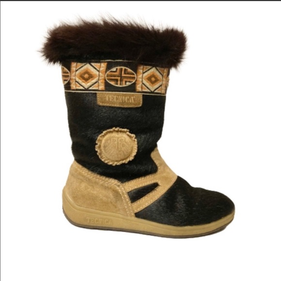 Tecnica Fur Skandia Black Tan Winter Boots 38 - Picture 4 of 5